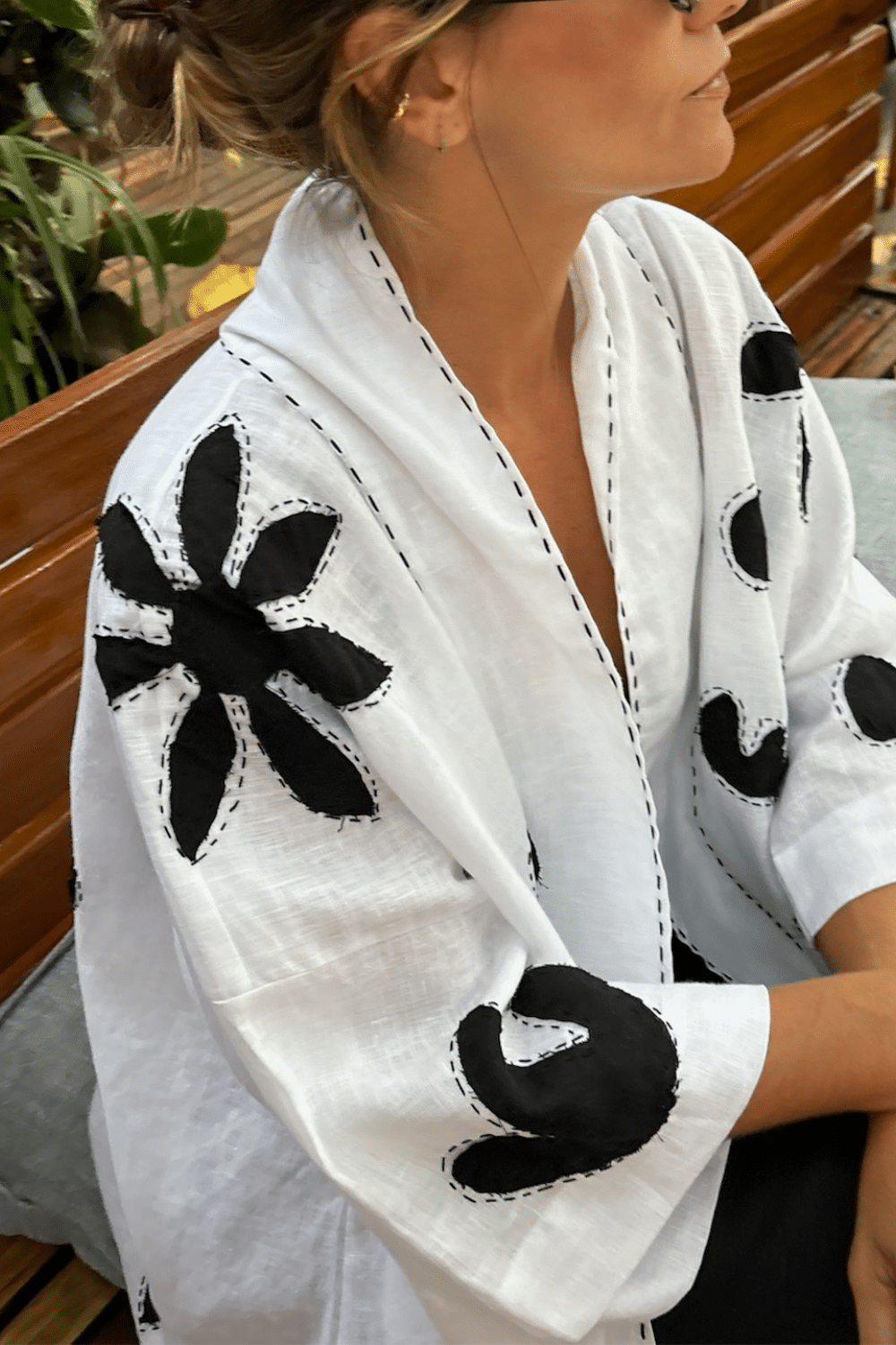 Kimono de Linho Patchwork Entrelinhas