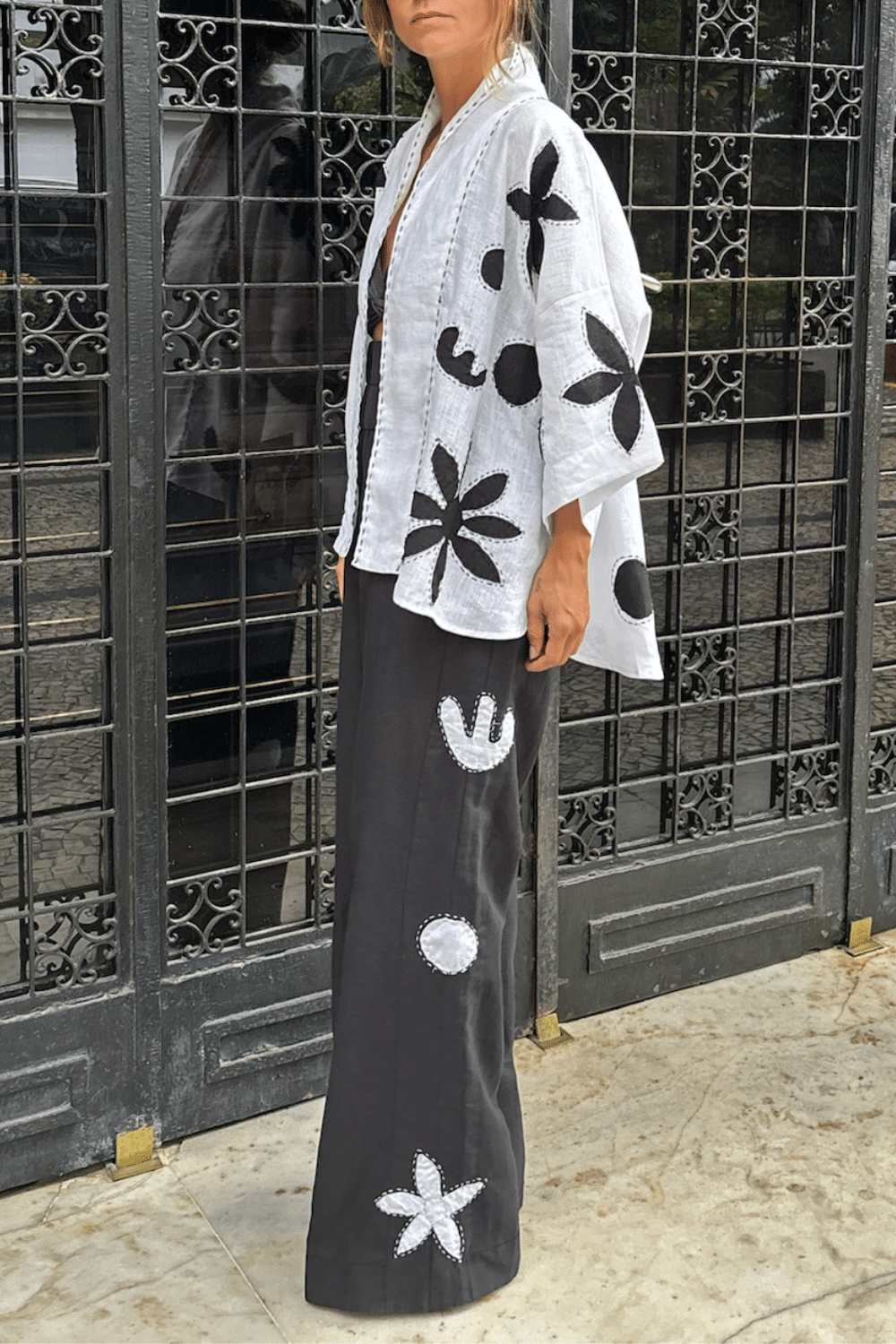Kimono de Linho Patchwork Entrelinhas