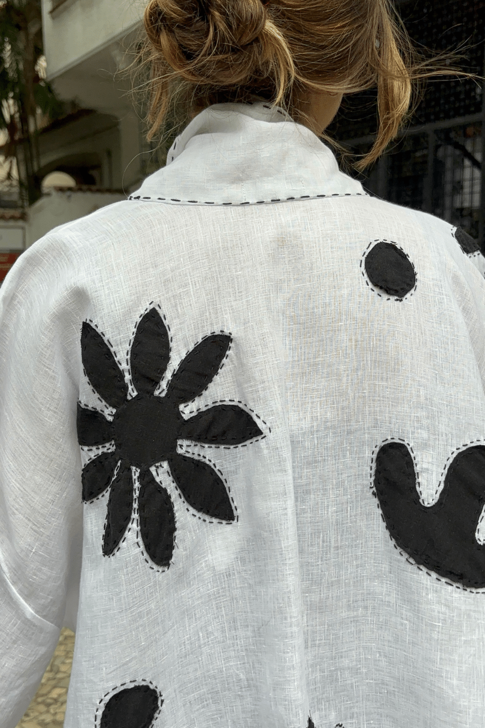Kimono de Linho Patchwork Entrelinhas