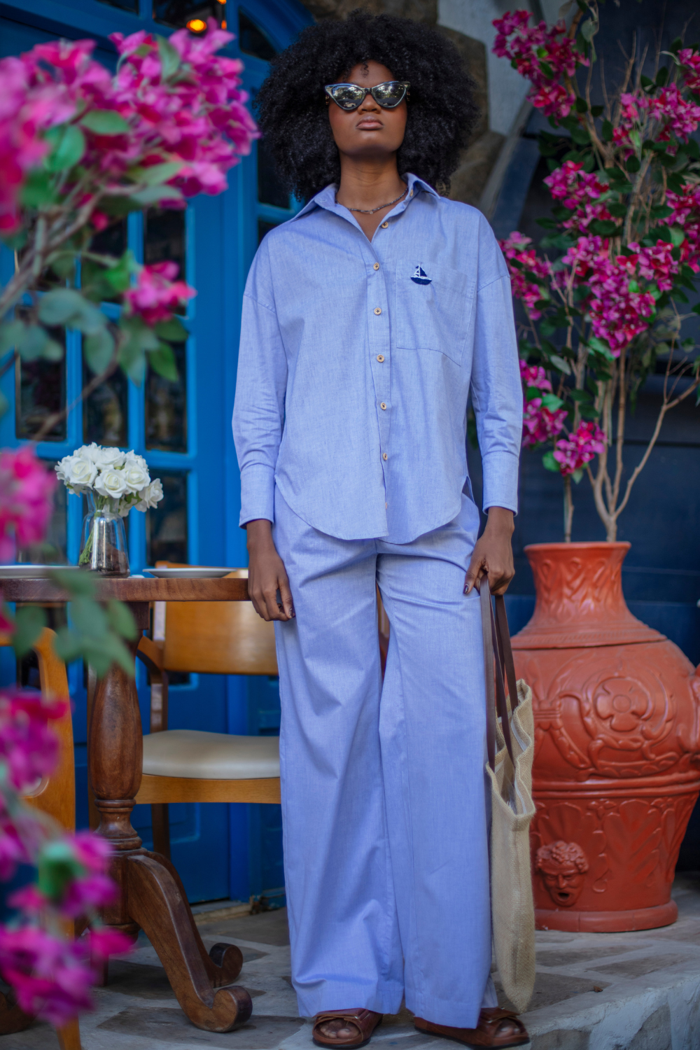 Calça de Algodão Jolie Azul