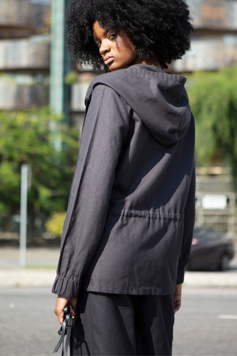 Parka de linho Celine Preta