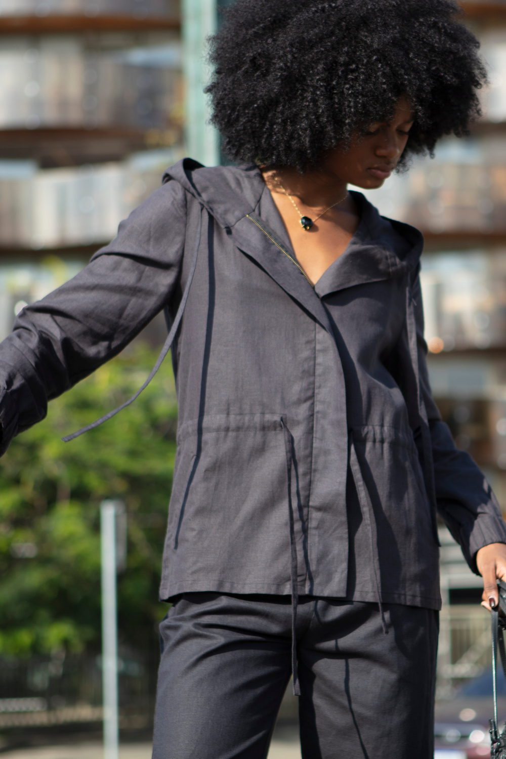 Parka de linho Celine Preta