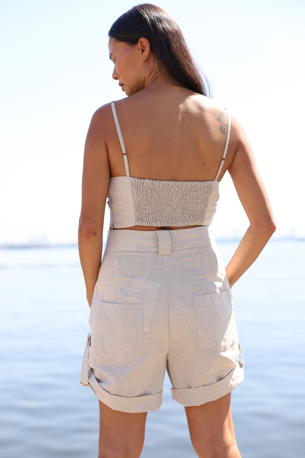 Short de linho Celine Cru