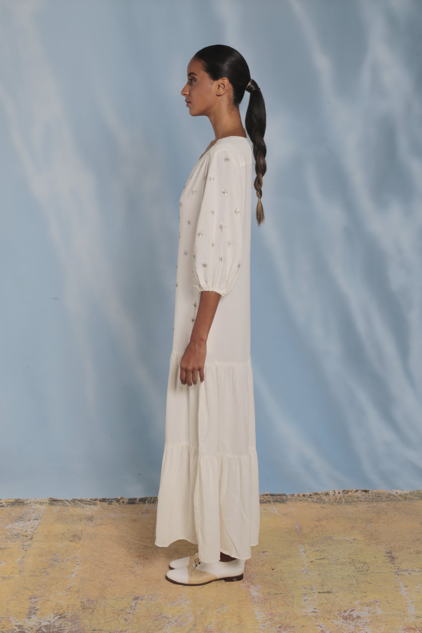 Vestido de Linho Bordado Stars