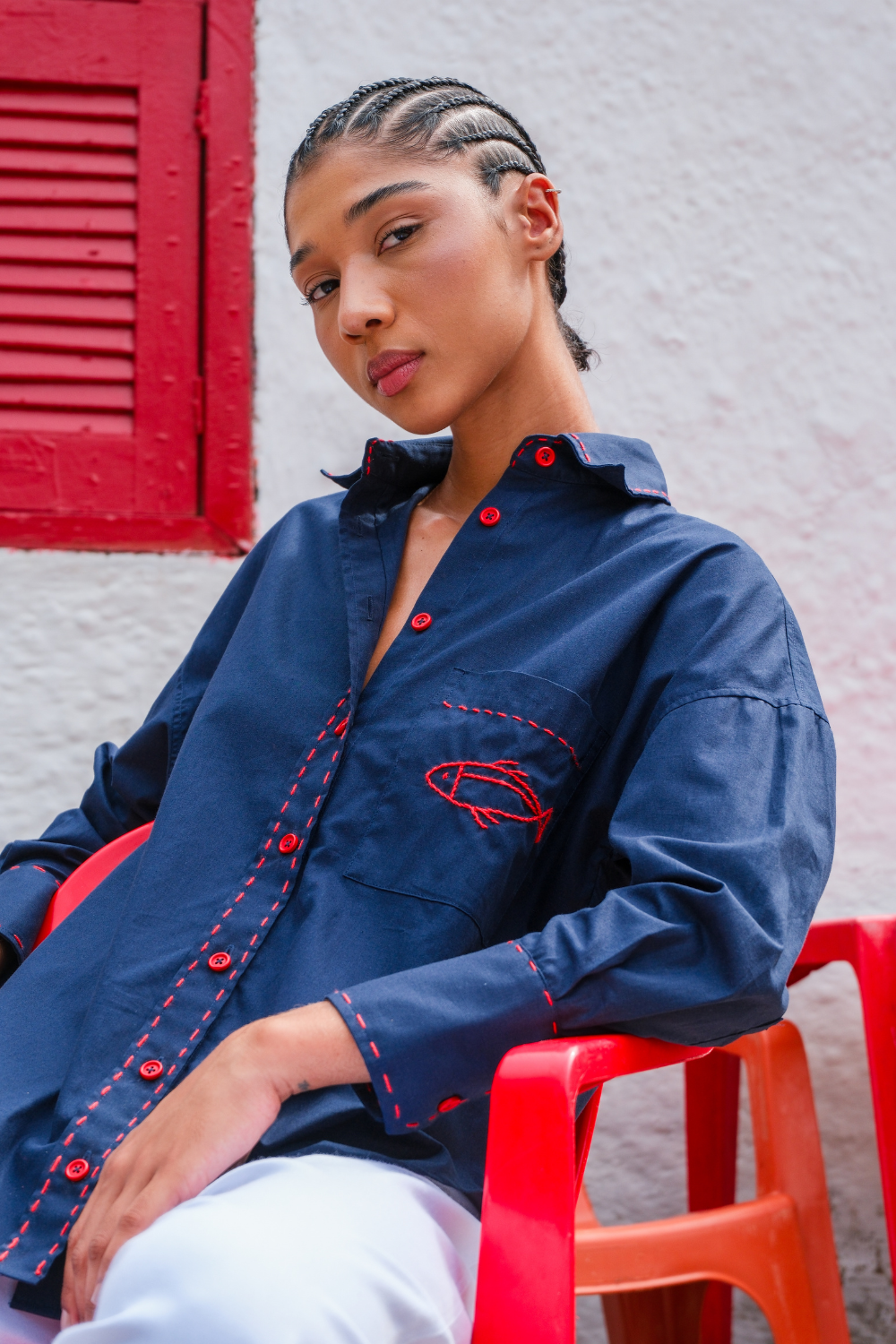 Camisa Oversized Bordada Oceano