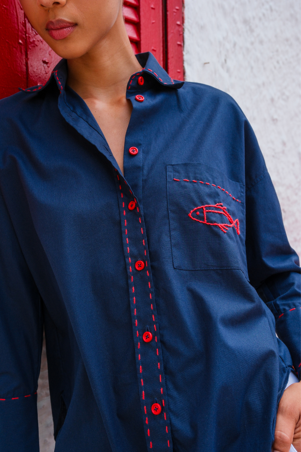 Camisa Oversized Bordada Oceano