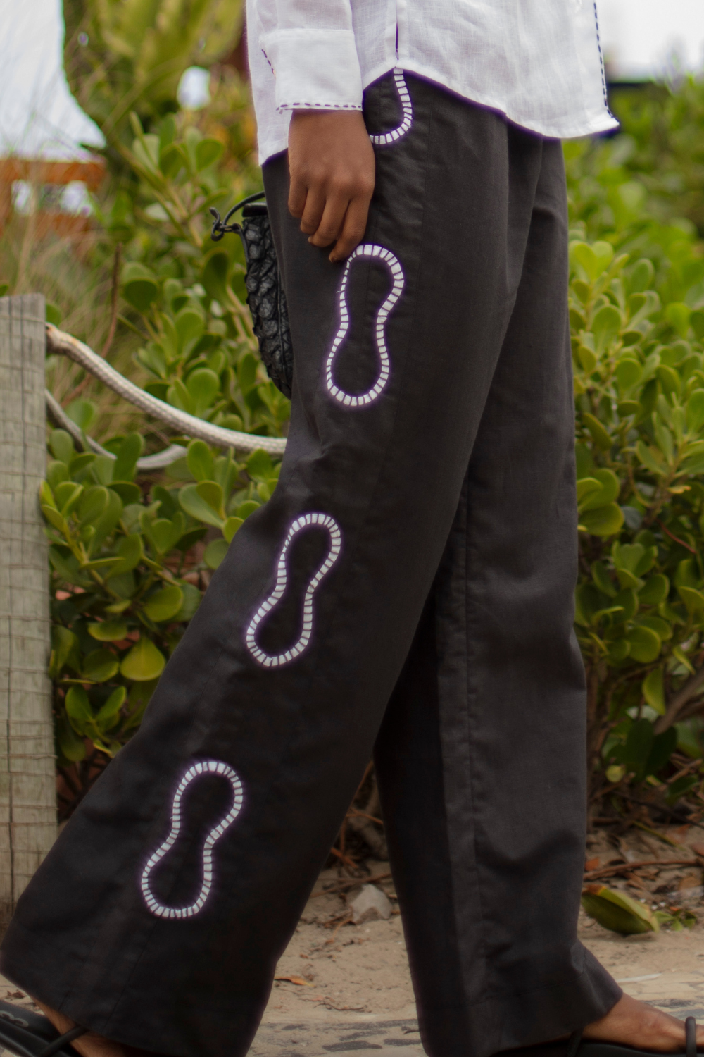 Calça de Linho Patchwork Rastros