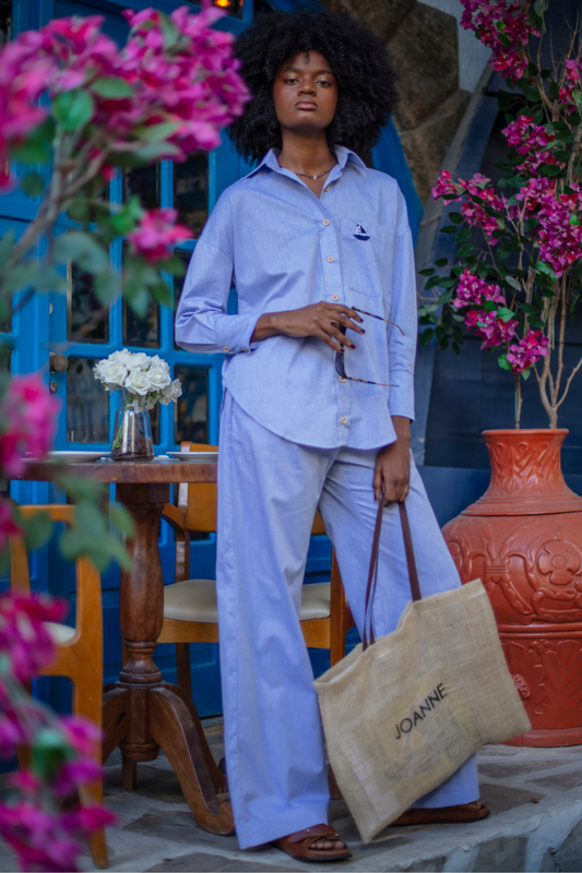 Camisa Oversized de Algodão  Bordada Barco