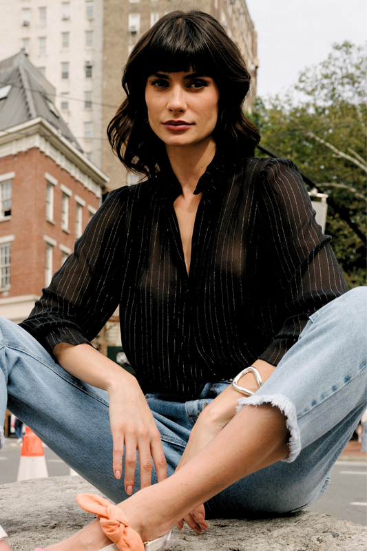 Camisa De Seda Brooklyn Preta